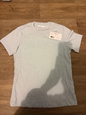 Helmut Lang Light Blue Short Sleeve Logo Tee